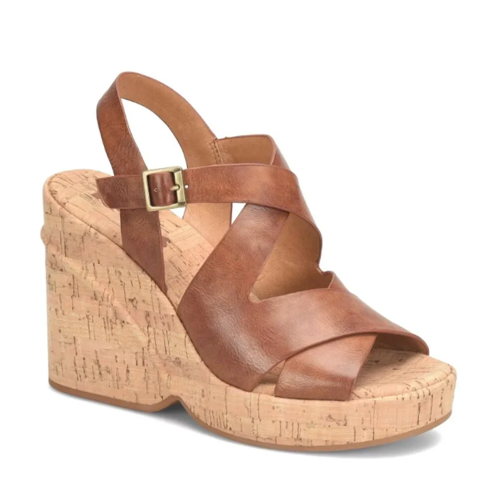 NEW KORKS Brigitte Wedge Platform (Women) 10M, DARK TAN
